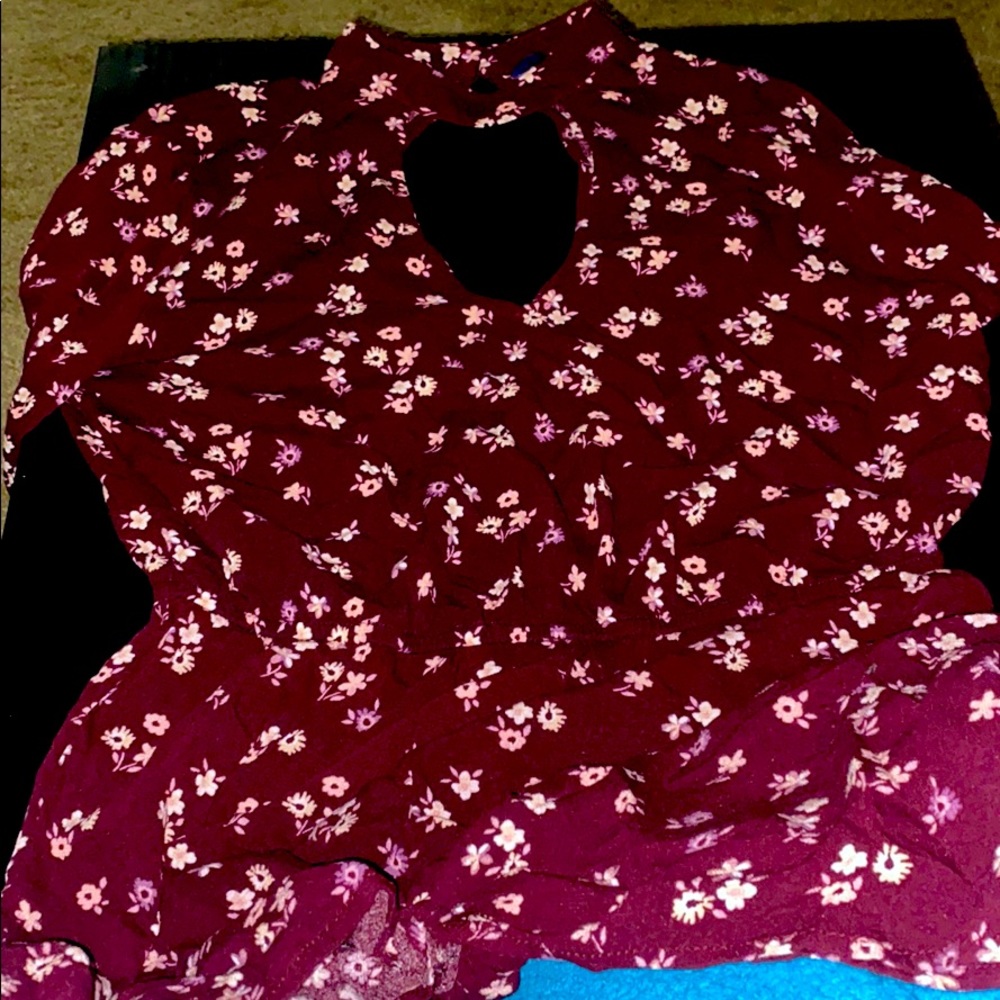 Flower choker dress shirt